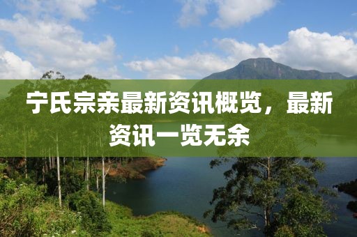 宁氏宗亲最新资讯概览，最新资讯一览无余