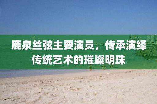 鹿泉丝弦主要演员，传承演绎传统艺术的璀璨明珠