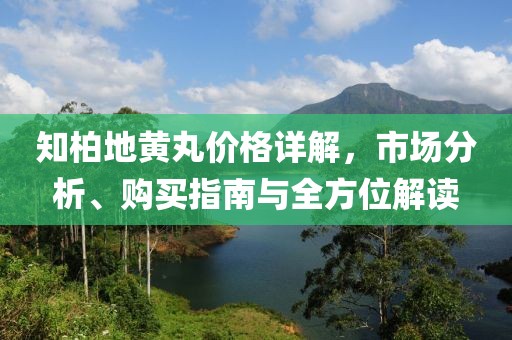 知柏地黄丸价格详解，市场分析、购买指南与全方位解读