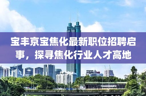 宝丰京宝焦化最新职位招聘启事，探寻焦化行业人才高地