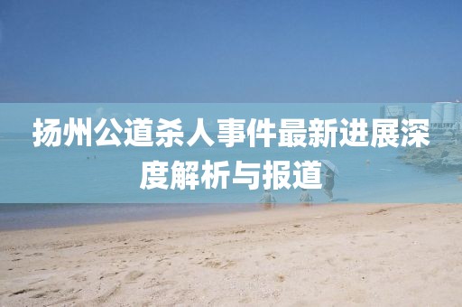扬州公道杀人事件最新进展深度解析与报道