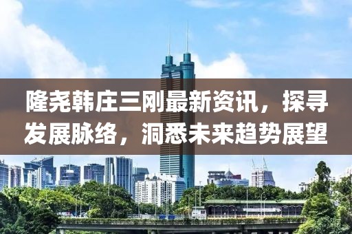 隆尧韩庄三刚最新资讯，探寻发展脉络，洞悉未来趋势展望