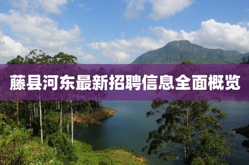 藤县河东最新招聘信息全面概览