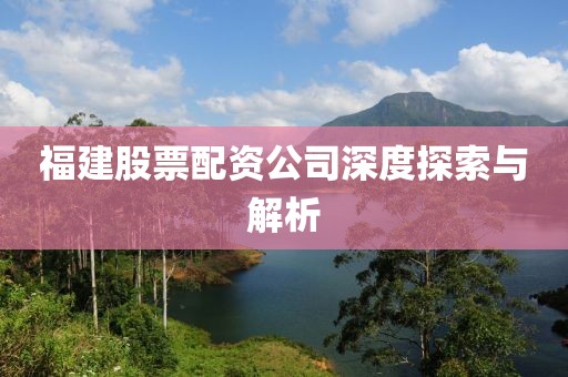 福建股票配资公司深度探索与解析
