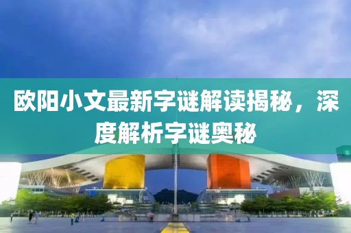 欧阳小文最新字谜解读揭秘，深度解析字谜奥秘