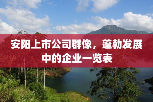 安阳上市公司群像，蓬勃发展中的企业一览表