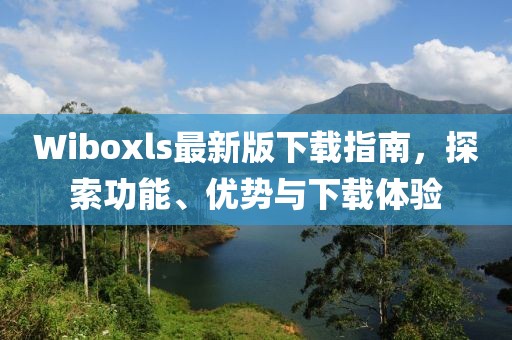 Wiboxls最新版下载指南，探索功能、优势与下载体验