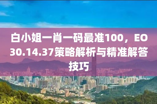 白小姐一肖一码最准100，EO30.14.37策略解析与精准解答技巧