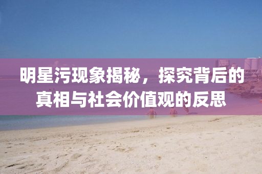 明星污现象揭秘，探究背后的真相与社会价值观的反思