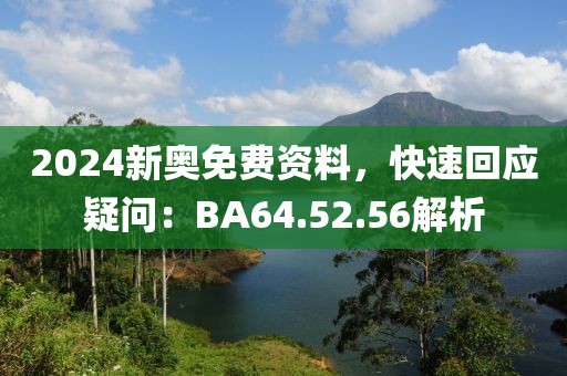 2024新奥免费资料，快速回应疑问：BA64.52.56解析
