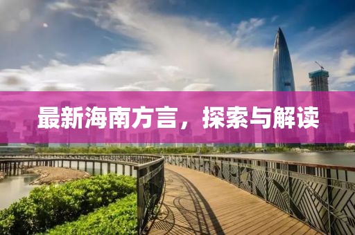 最新海南方言，探索与解读