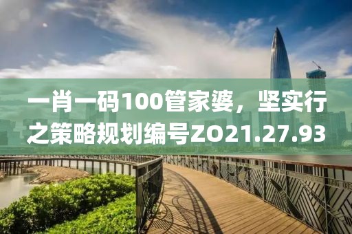 一肖一码100管家婆，坚实行之策略规划编号ZO21.27.93