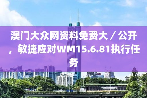 澳门大众网资料免费大／公开，敏捷应对WM15.6.81执行任务