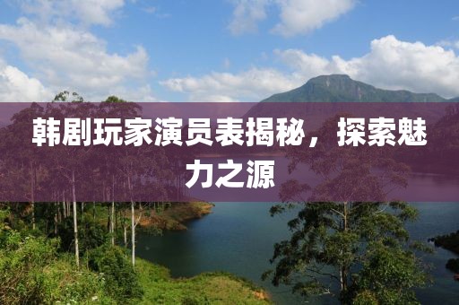 韩剧玩家演员表揭秘，探索魅力之源