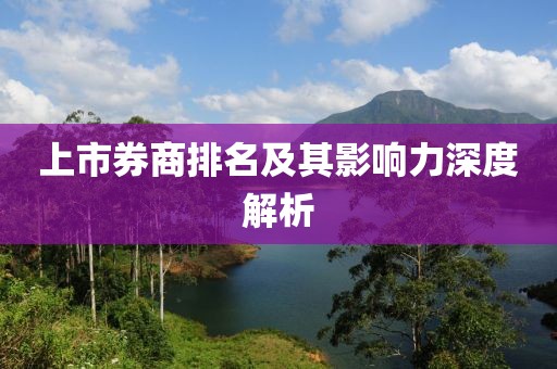 上市券商排名及其影响力深度解析