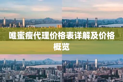 唯蜜瘦代理价格表详解及价格概览