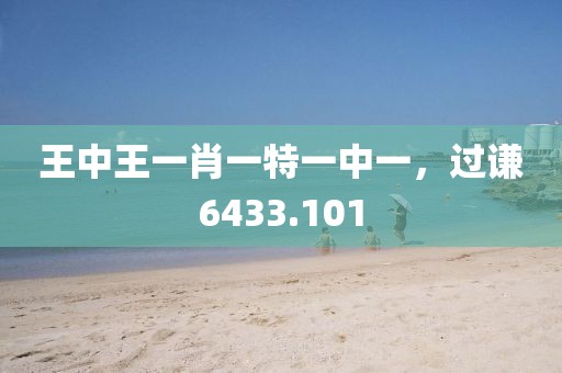 王中王一肖一特一中一，过谦6433.101
