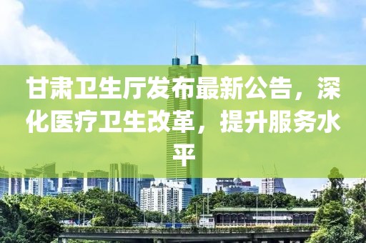 甘肃卫生厅发布最新公告，深化医疗卫生改革，提升服务水平
