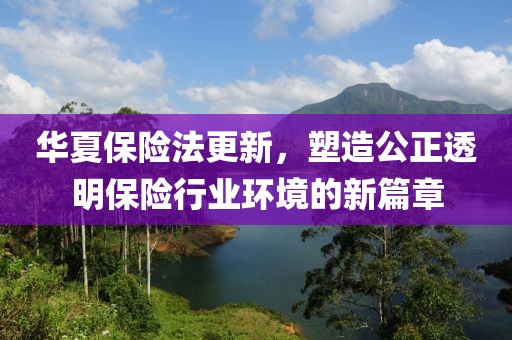 华夏保险法更新，塑造公正透明保险行业环境的新篇章